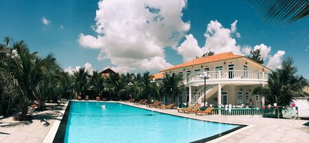 Phan Thiet, Vietnam - Oct 11, 2015. Luxury resort at Mui Ne town in Phan Thiet, Vietnam. Phan Thiet is Vietnam most prominent coastal resort town.のeditorial素材