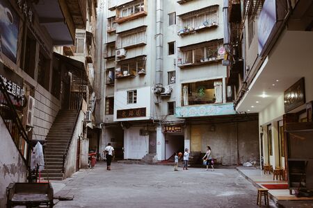 Chengdu, China - Aug 16, 2016. Old town of Chengdu, China. Chengdu was the fifth-most populous agglomeration in China, with 10,484,996 inhabitants.のeditorial素材