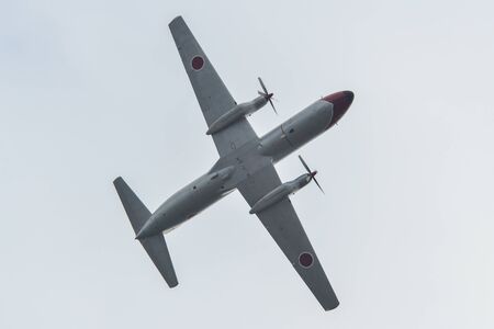 Saitama, Japan - Nov 3, 2019. NAMC YS-11FC of Air Self Defence Force (JASDF) flying for display at...