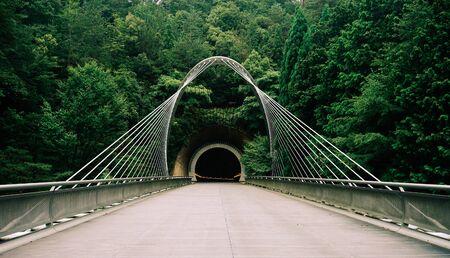 Kyoto, Japan - Jul 16, 2015. Architecture of Miho Museum in Kyoto, Japan. The museum designed by Architect I. M. Pei, is a 17,400 m2 building, carved on a rocky peak.のeditorial素材