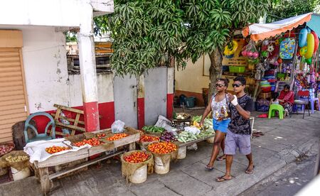 Port Louis, Mauritius - Jan 4, 2017. Street market of Port Louis Dowtown on Mauritius Island. Port Louis is the smallest district and certainly the warmest town of Mauritius.のeditorial素材