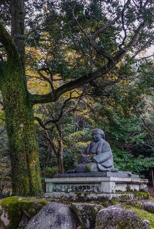 Kyoto, Kansai - Nov 28, 2017. Mother God monument at Arashiyama Park in Kyoto, Kansai. Arashiyama is particularly popular during the fall color seasons.のeditorial素材
