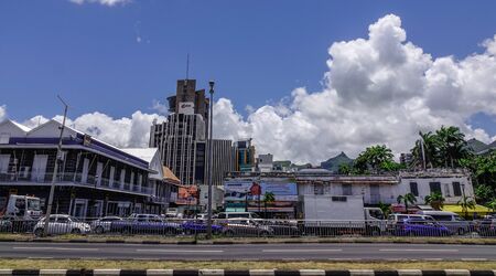 Port Louis, Mauritius - Jan 4, 2017. Cityscape of Port Louis Dowtown on Mauritius Island. Port Louis is the smallest district and certainly the warmest town of Mauritius.のeditorial素材