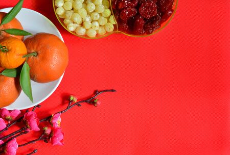 Top view accessories Chinese (Lunar) New Year Festival decorations.の写真素材
