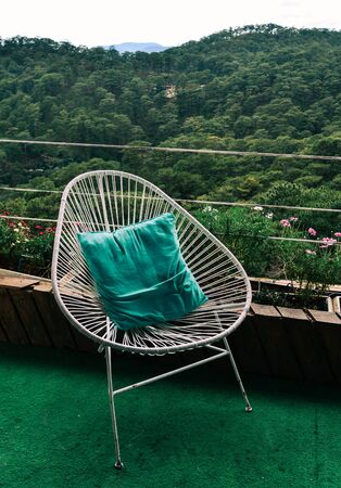 Relaxing chair at outdoor coffee shop in Dalat Highland, Vietnam.の写真素材