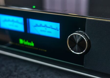 Saigon, Vietnam - Sep 29, 2019. Midrange hifi system with the amplifier for display at the store in downtown of Saigon (Ho Chi Minh City), Vietnam.のeditorial素材