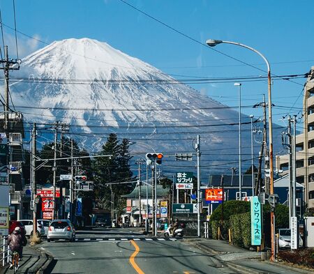 Gotemba, Japan - Jan 1, 2016. Gotemba Township with Mt. Fuji background. Gotemba is a city on the southeastern flank of Mount Fuji in Shizuoka Prefecture, Japan.のeditorial素材