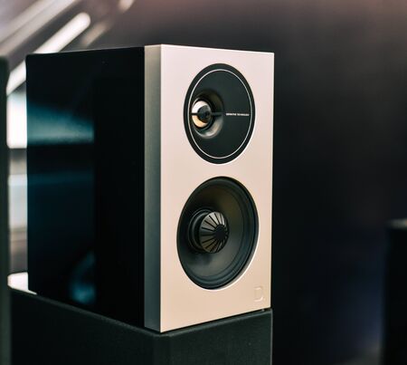 Saigon, Vietnam - Sep 29, 2019. Stereo speaker system for display at the store in downtown of Saigon (Ho Chi Minh City), Vietnam.のeditorial素材