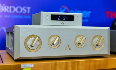 Saigon, Vietnam - Sep 29, 2019. Midrange hifi system with the amplifier for display at the store in downtown of Saigon (Ho Chi Minh City), Vietnam.のeditorial素材