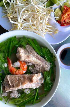 Noodle with pork (Hu Tieu), Vietnamese cuisine at local restaurant in Saigon, Vietnam.の写真素材