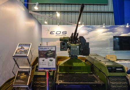 Singapore - Feb 12, 2020. Showing models of weapons equipment in Changi, Singapore. Defense costs...