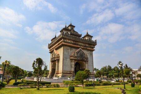 Vientiane, Laos - Jan 29, 2020. Patuxay Monument of Vientiane, Laos. Patuxay is meaning Victory Gate or Gate of Triumph, formerly the Anosavari Monument.のeditorial素材