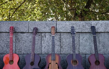Selling old guitars on street in Tbilisi, Georgia. Tbilisi is Georgia ancient and vibrant capital...