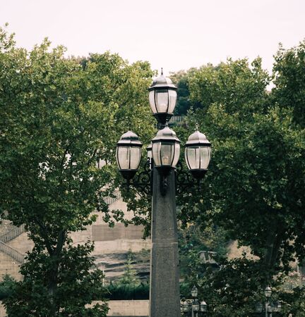 Old style lamp post at the park in Tbilisi, Georgia.