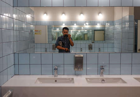 Tbilisi, Georgia - Sep 22, 2018. Bathroom of vintage hostel in Tbilisi Downtown. Tbilisi is Georgia...