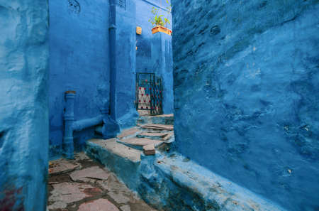 Architecture of old houses in Jodhpur, India. Jodhpur is an ancient city in Rajasthan, famous for its blue houses.の写真素材