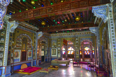 Jodhpur, India - Nov 7, 2017. Interior of Mehrangarh Museum in Jodhpur, India. The complex is...