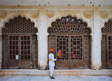 Jodhpur, India - Nov 7, 2017. Architecture of an ancient Mehrangarh Fort in Jodhpur, India. Built in the 15th century, the fort is now a popular destination in Rajasthan.のeditorial素材