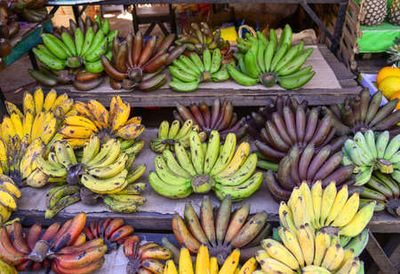 Selling banana at rural market in Taunggyi, Myanmar.の写真素材