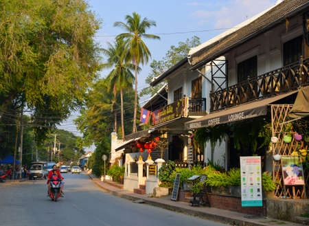 Luang Phrabang, Laos - Feb 3, 2020. Architecture of old town in Luang Phrabang, Laos. The city was the capital of the kingdom of Laos for thousands of years until 1975.のeditorial素材