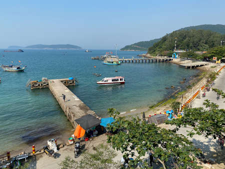 Danang, Vietnam - Mar 9, 2020. Seascape of Cu Lao Cham Island, Danang, Vietnam. The island attracts travellers looking to enjoy a day of scuba diving and snorkelling.のeditorial素材