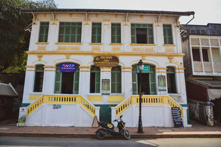 Luang Phrabang, Laos - Feb 3, 2020. Architecture of old town in Luang Phrabang, Laos. The city was the capital of the kingdom of Laos for thousands of years until 1975.のeditorial素材