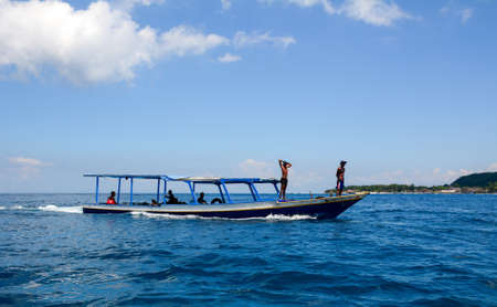 Gili, Indonesia - Apr 17, 2016. Beautiful seascape at summer on Gili Islands, Indonesia. Gili is known for its beautiful white sand beaches, and colorful coral reefs.のeditorial素材