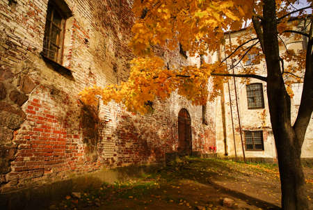 Autumn scenery at Vyborg Castle Museum in Vyborg, Russia.のeditorial素材
