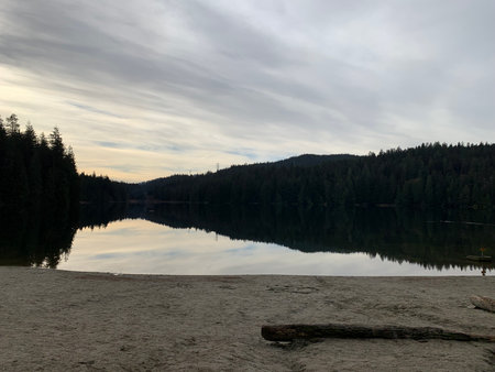 Landscape view of a lake with mountains in the background