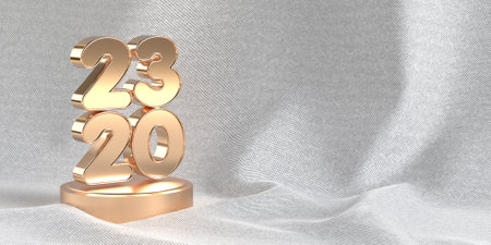 3D 2023 new year white, goldwhite abstract background black, green, blue, red, gold colorの写真素材