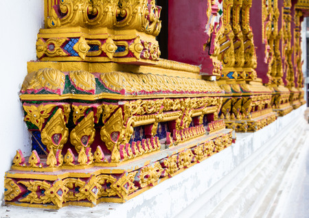 thai art windows in temple of thailandの写真素材