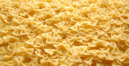 Close up of uncooked farfalle pastaの写真素材