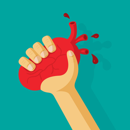 Vector illustration style flat. Unusual creative valentine card. Original declaration of love. Heart is in an arm.のイラスト素材