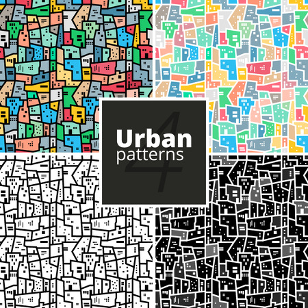 Set of urban patterns. Collection of vector modern geometric texture for web or print.のイラスト素材