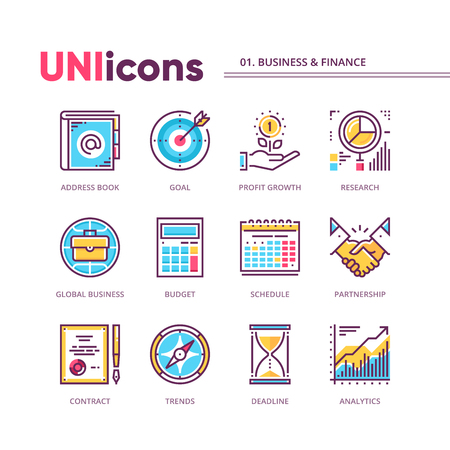 Modern collection of business and finance icons.のイラスト素材