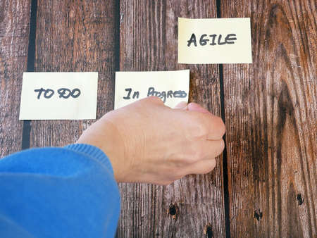 software scrum agile board with paper task, agile software development conceptの写真素材