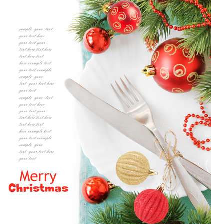 Cristmas greeting card with new year balls, merry christmas and happy new year conceptの写真素材