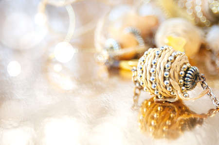 Cristmas greeting card with new year balls, merry christmas and happy new year conceptの写真素材