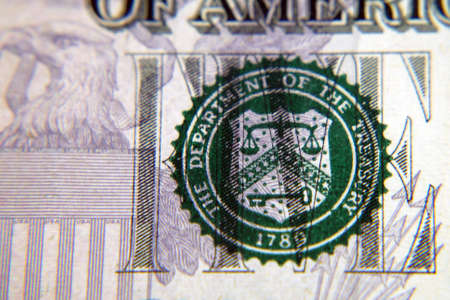 five dollars of USA element. macro, paper money, cash currency.の写真素材