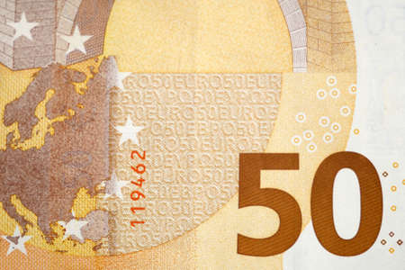 fifty euro money element. paper money, cash currency.