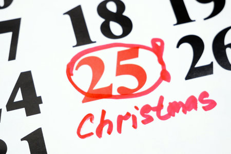 calendar indicating christmas day on 25thの写真素材