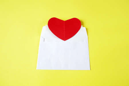 love envelopes with hearts. heart postal envelope open. symbol of romance, closeup