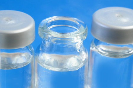 many bottles of covid-19 coronavirus vaccine, production medicine vaccine, closeupの写真素材