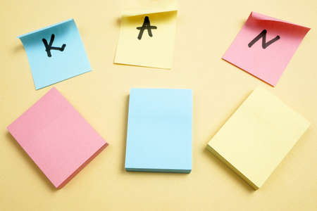 software scrum agile board with paper task, concept, closeup