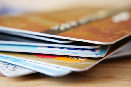 bank cards with selective focus for background, closeup