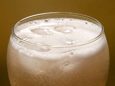 Cocktail Drink With srawberries, champagne and Ice, alcoholic cocktail, Fresh summer cocktail, closeupの写真素材
