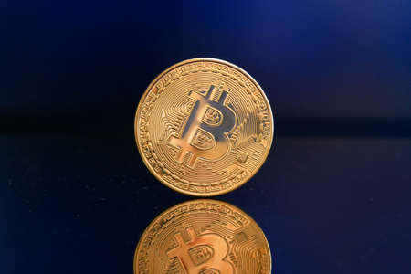 Bitcoin gold coin. Cryptocurrency bitcoin the future coin. Virtual cryptocurrency concept.の写真素材