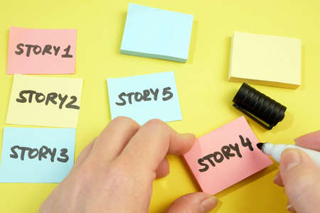 software scrum agile board with paper task, agile software development methodologies conceptの写真素材