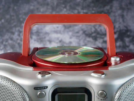 vintage CD player, audio mini-system, radio, player, closeupの写真素材
