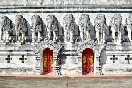 Elephant statue pagoda at templeの写真素材